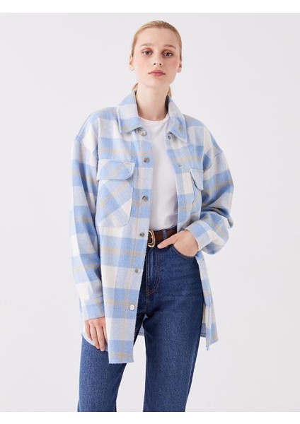 Lcw Modest Ekose Uzun Kollu Oversize Kadın Oduncu Gömlek Ceket