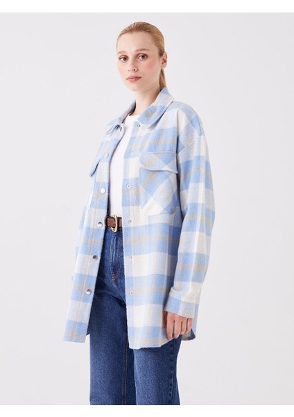 Lcw Modest Ekose Uzun Kollu Oversize Kadın Oduncu Gömlek Ceket