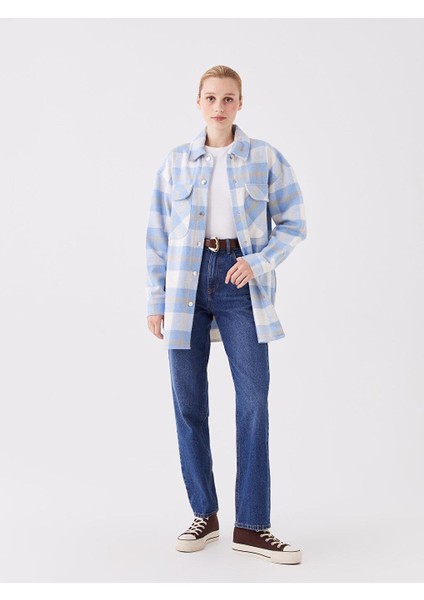 Lcw Modest Ekose Uzun Kollu Oversize Kadın Oduncu Gömlek Ceket