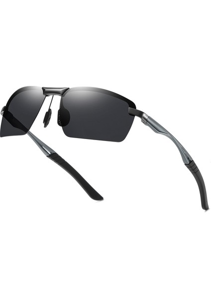 Zaklina Erkek Metal Çerçeve Polarize Güneş Gözlüğü - Siyah (Yurt Dışından)