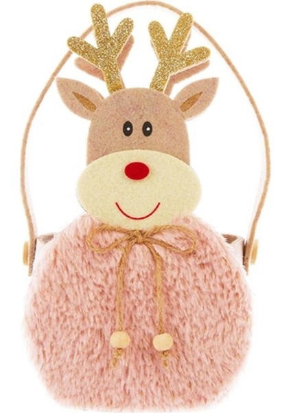 Hermoso Noel Şeker Çantası Ren Geyiği Çantası Kış Hediyeleri Şeker Elma-Çanta, Pembe (Yurt Dışından)