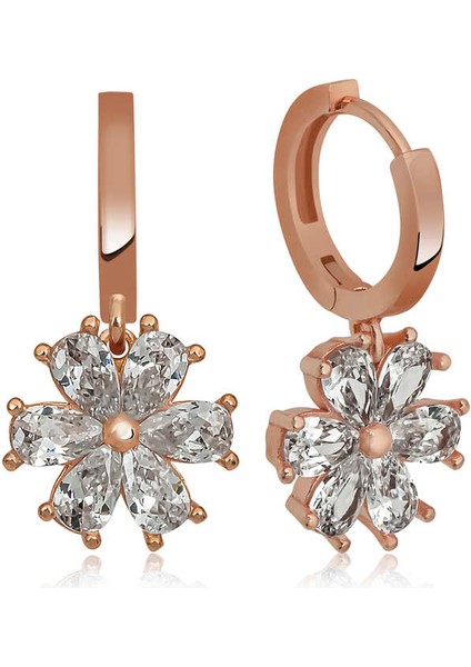 Gümüş Beyaz Çiçek Küpe