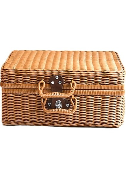 Taşınabilir Rattan Sepet Hasır Saklama Kutusu - Kahverengi (Yurt Dışından)