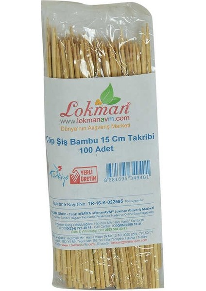 Çöp Şiş Bambu Şişleri 15 cm Takribi 100 Adet 1 Paket