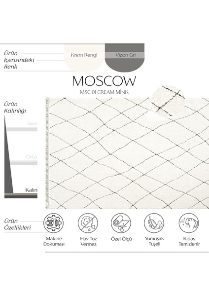 Moscow Msc 01 Cream Mink Salon Halısı Koridor Kesme Yolluk Yumuşak Doku Makine Halısı fiyatları