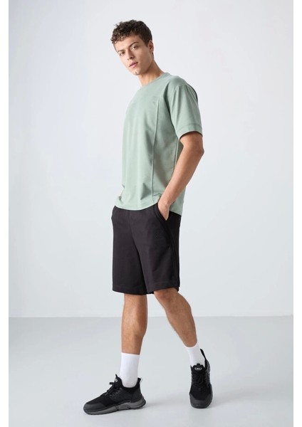 Tommy Lıfe Siyah Pamuklu Kalın Yumuşak Dokulu Comfort Fit Basic Erkek Şort - 81260