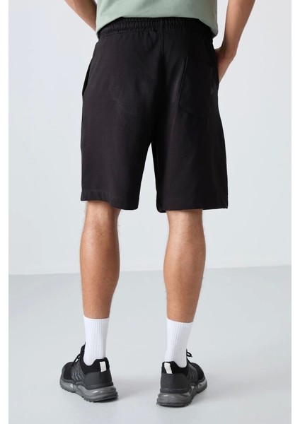 Tommy Lıfe Siyah Pamuklu Kalın Yumuşak Dokulu Comfort Fit Basic Erkek Şort - 81260