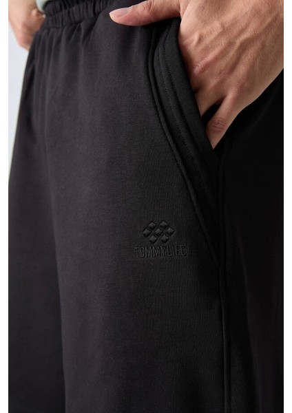 Tommy Lıfe Siyah Pamuklu Kalın Yumuşak Dokulu Comfort Fit Basic Erkek Şort - 81260