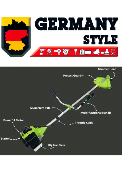 GRM99889RPMX Benzinli 2 Zamanlı Yan Tip Motorlu Tırpan 3 Hp fiyatları