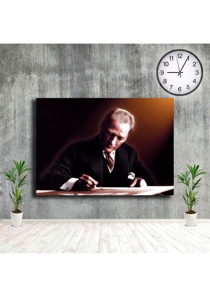 Atatürk Tablosu Imza Atan Mustafa Kemal Kanvas Tablo