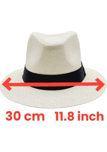 Unisex Siyah Şeritli Hasır Fötr Şapka