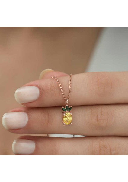 ​gümüş Rose Ananas Figür Meyve Kolye
