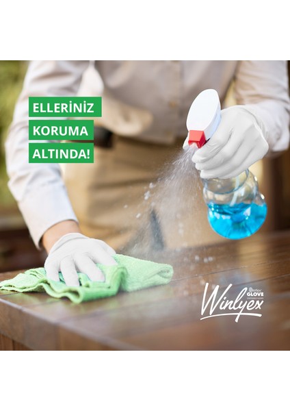 Winlyex Tek Kullanımlık Pudrasız Beyaz L - XL Beden Eldiven 100’lü