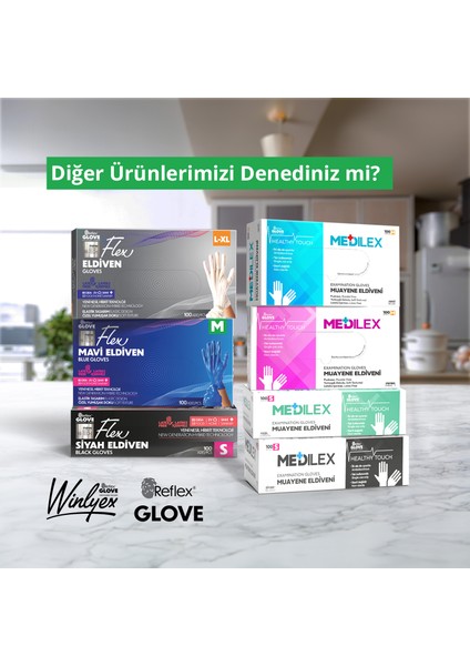 Winlyex Tek Kullanımlık Pudrasız Beyaz L - XL Beden Eldiven 100’lü