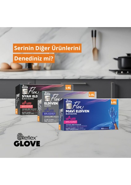 Flex Eldiven Tek Kullanımlık Pudrasız Mavi L - XL Beden Eldiven 100’lü