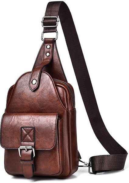 Rahat Retro Erkek Göğüs Çantası Büyük Kapasiteli Su Geçirmez Crossbody Çanta Üst Düzey Omuz Çantası (Yurt Dışından)