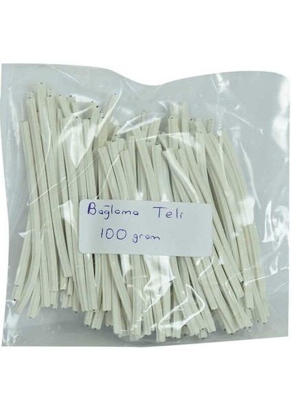 LISINYA214 Bağlama Teli Tel Klips Pvc Kaplamalı Beyaz 100 gr Takribi 100 Adetli 1 Paket