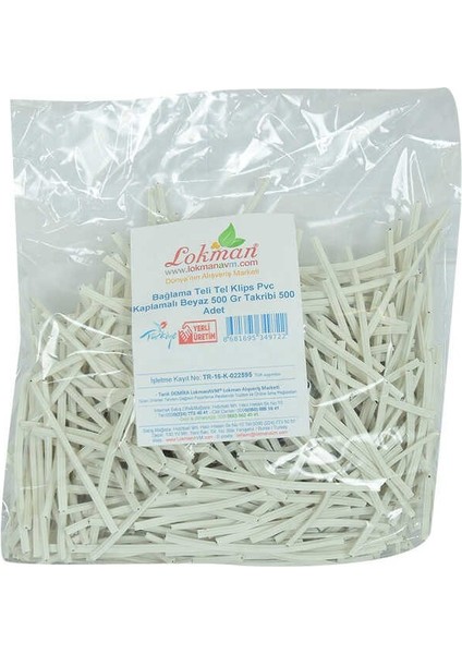 LISINYA214 Bağlama Teli Tel Klips Pvc Kaplamalı Beyaz 500 gr Takribi 500 Adetli 1 Paket fiyatları