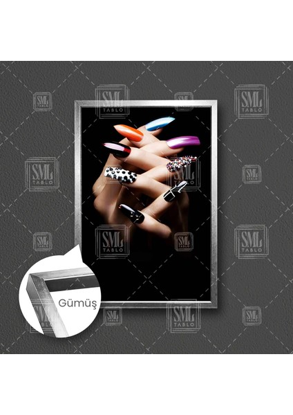 Ojeli Tırnak Stüdyosu El Kadın Makyaj Modern Dekoratif Dikey Çerçeveli Dikey Kanvas Tablo fırsatları