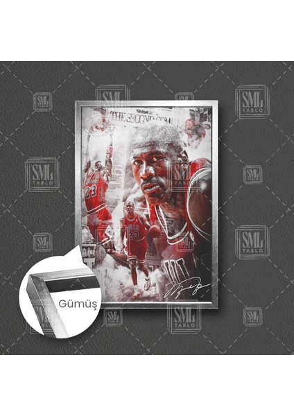 Michael Jordan Art Chicago Bulls Basketbol Eskitme Kırmızı Forma Çerçeveli Dikey Kanvas Tablo fırsatları