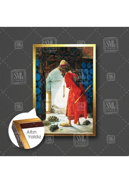 Osman Hamdi Bey Kaplumbağa Terbiyecisi Başyapıt Çerçeveli Dikey Kanvas Tablo