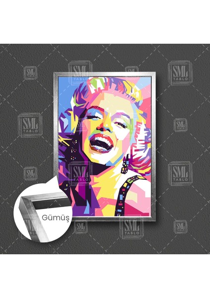 Marilyn Monroe Gülücük Soyut Çerçeveli Dikey Kanvas Tablo fırsatları