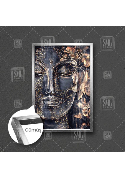 Buda Heykeli Gözü Kapalı Huzur Meditasyon Arınma Yoga Budizm Dekor Çerçeveli Dikey Kanvas Tablo fırsatları