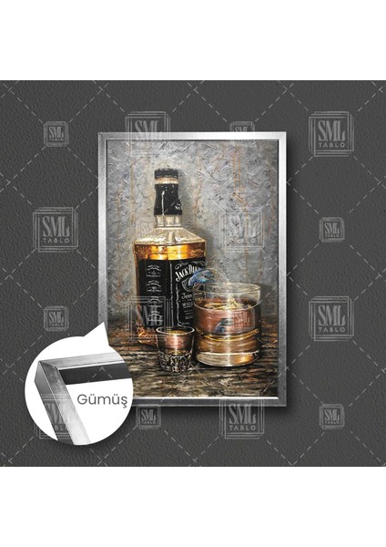 Içki Şişesi ve Bardak Içinde Yüzen Balık Cafe Bar Restorant Mutfak Dekor Çerçeveli Dikey Kanvas Tablo fırsatları