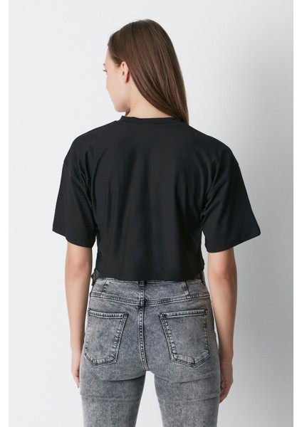 Bisiklet Yaka 2'li Crop T-Shirt 959 Siyah/beyaz indirimleri