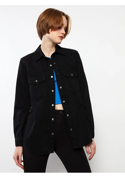 Uzun Kollu Kadın Rodeo Jean Gömlek