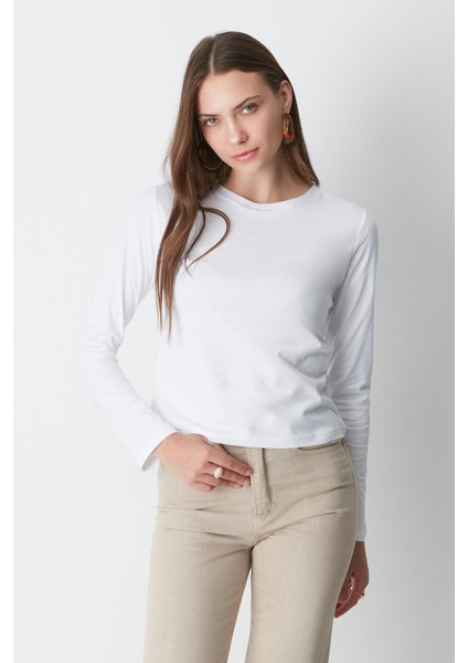 Bisiklet Yaka Uzun Kol 2'li Basic T-Shirt 955 Siyah/beyaz modelleri