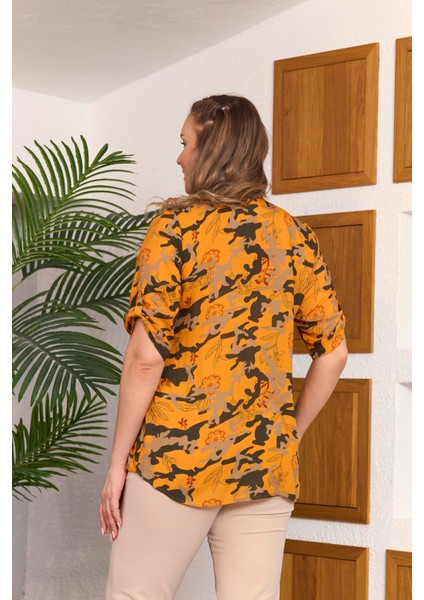 Pul Payet Detaylı Büyük Beden Turuncu Bluz fırsatları