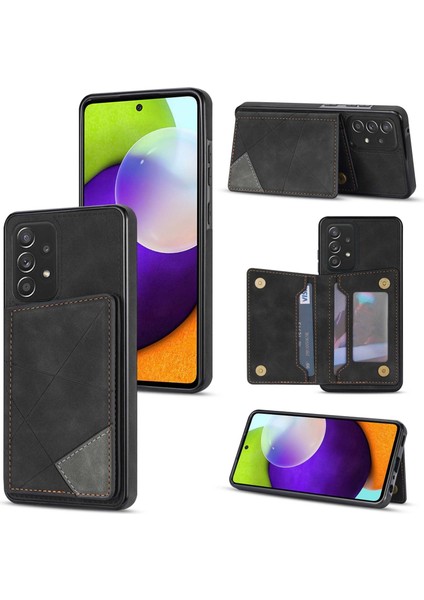 Seashell Digital Samsung Galaxy A52 4G/5G/A52S Için 5g Hat Çizgi Ekleme Iyi Korumalı Kart Cep Kickstand Fonksiyonu Pu Deri Telefon Kapağı Case-Wine Kırmızı (Yurt Dışından)