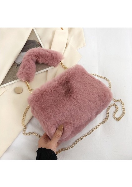 Luoxg 02 2023 Sonbahar/kış Modası Yeni Kadın Peluş Crossbody Çanta ve Çıkarılabilir Omuz Askılı Çanta (Yurt Dışından)