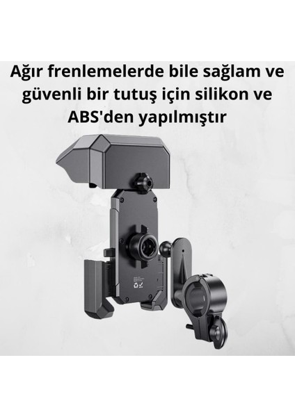 Sarsılmaz Sıkı Gidon Tutuşlu Güneş Yağmur Korumalı Scooter Bisiklet Motosiklet Telefon Tutucu