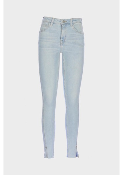 Judy Açık Mavi Yüksek Bel Patı Fermuarlı Paçası Yırtmaçlı Skinny Jean Pantolon C 4521-191