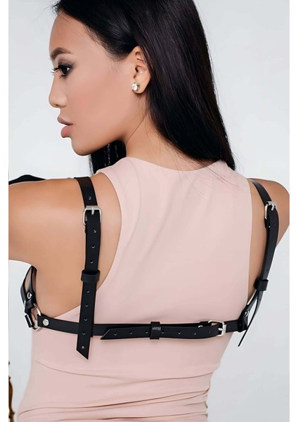 Mulvxjrt JRT02 Siyah Deri Harness Sütyen - 112 (Mulvix)