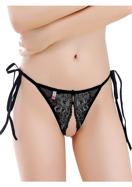 Mulvxlio LIN02 Dantelli Ağı Açık Kadın Siyah String (Mulvix)