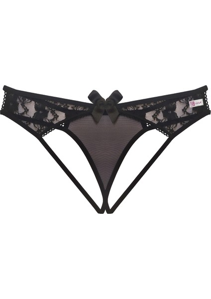 Mulvxlio LIN02 Arkası Açık Siyah Büyük Beden String (Mulvix)