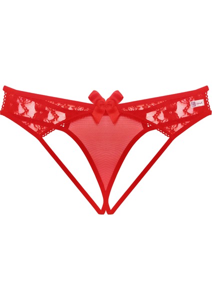 Mulvxlio LIN02 Kırmızı Dantelli Arkası Açık Külot Tanga (Mulvix)