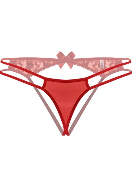 Mulvxlio LIN02 Kırmızı Dantelli Arkası Açık Külot Tanga (Mulvix)