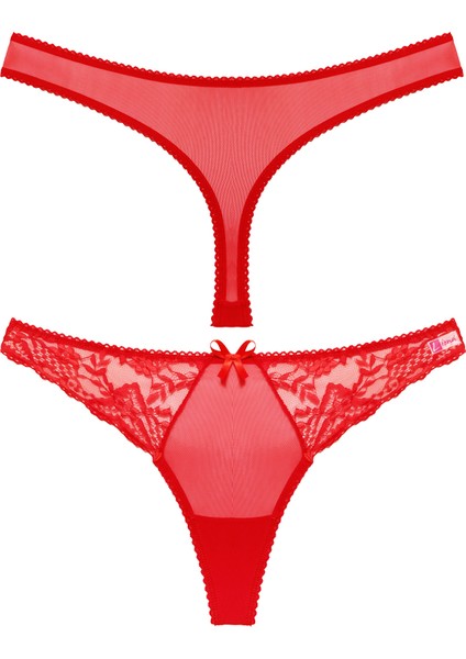 Mulvxlio LIN02 Büyük Beden Kırmızı String Bato Külot (Mulvix)