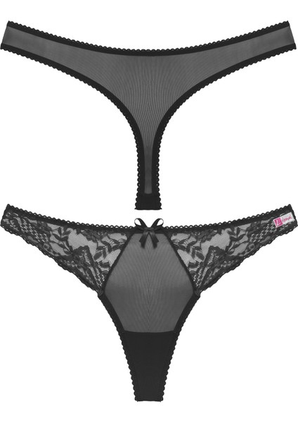 Mulvxlio LIN02 Siyah Dantelli G String Külot (Mulvix)