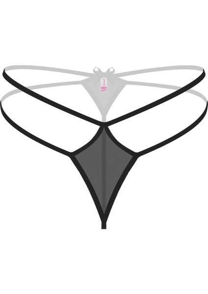Mulvxlio LIN02 Transparan Siyah Külot String (Mulvix)
