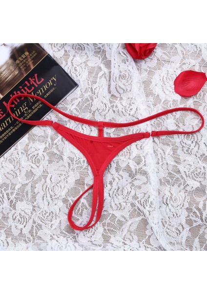 Mulvxlio LIN02 Halkalı Mini Büyük Beden Kırmızı G String (Mulvix)
