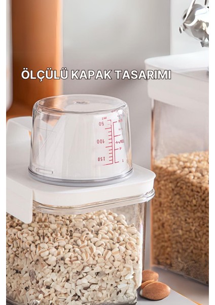 Grimor Life 3 Lü Sızdırmaz Depolama Sıvı Toz Deterjan Saklama Kutusu- Ölçekli Kap 1100 ml 1800 ml 2300 ml