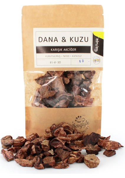 Kurutulmuş Dana & Kuzu Karışık Akciğer Köpek Ödül Maması (60 G)