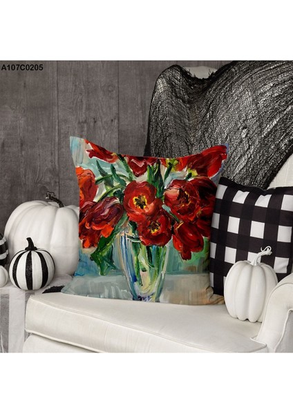 Kırlent Kılıf Çift Tarafı Baskılıdır Süet Kümaş