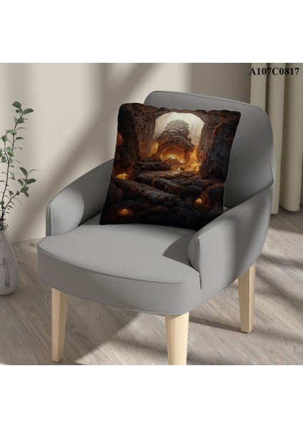 Kırlent Kılıf Çift Tarafı Baskılıdır Süet Kümaş