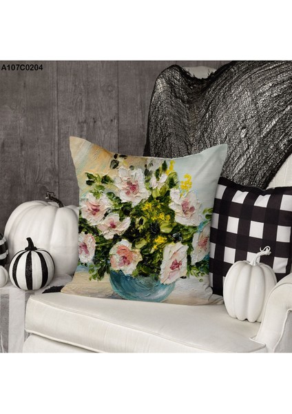 Kırlent Kılıf Çift Tarafı Baskılıdır Süet Kümaş